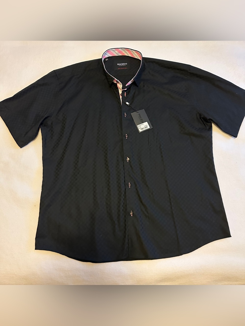NWT Maceoo Galileo Magna Black Italian Jacquard Shirt 4XL